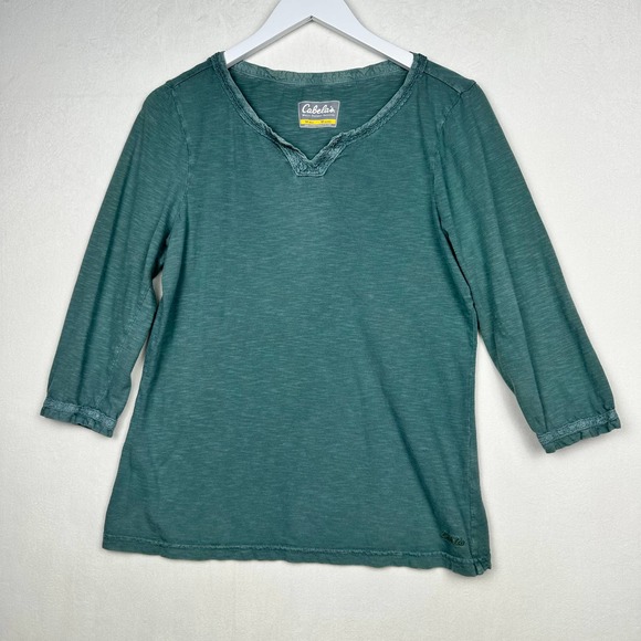 Cabela's Tops - Cabela's Women's Size M V Neck 3/4 Sleeve Blouse Top 100%‎ Cotton